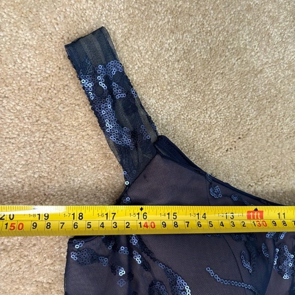 RENE RUIZ COLLECTION Navy Floral Sequin Fit-&-Flare Gown Off Shoulder Strapless - Picture 10 of 10